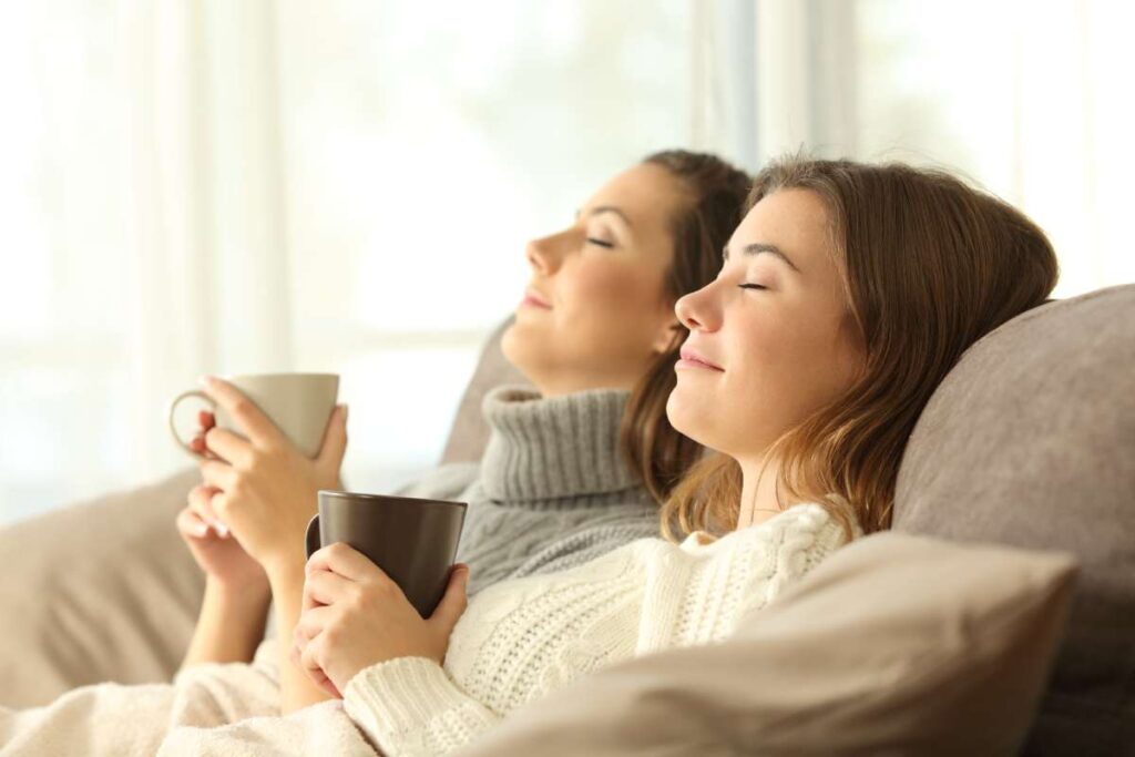 A happy couple, at home, enjoying the results of Lund Plumbing and Heating's Reading heating services