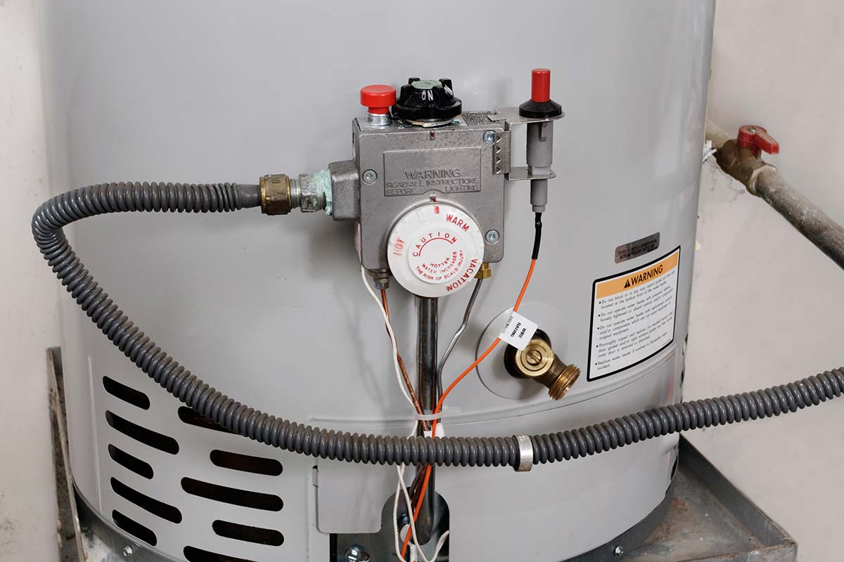 A storage tank water heater.