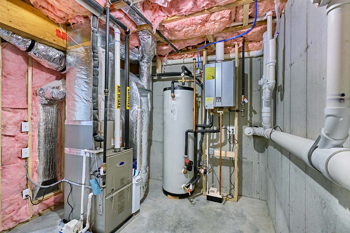 Basement water heater setup with potential issues causing no hot water