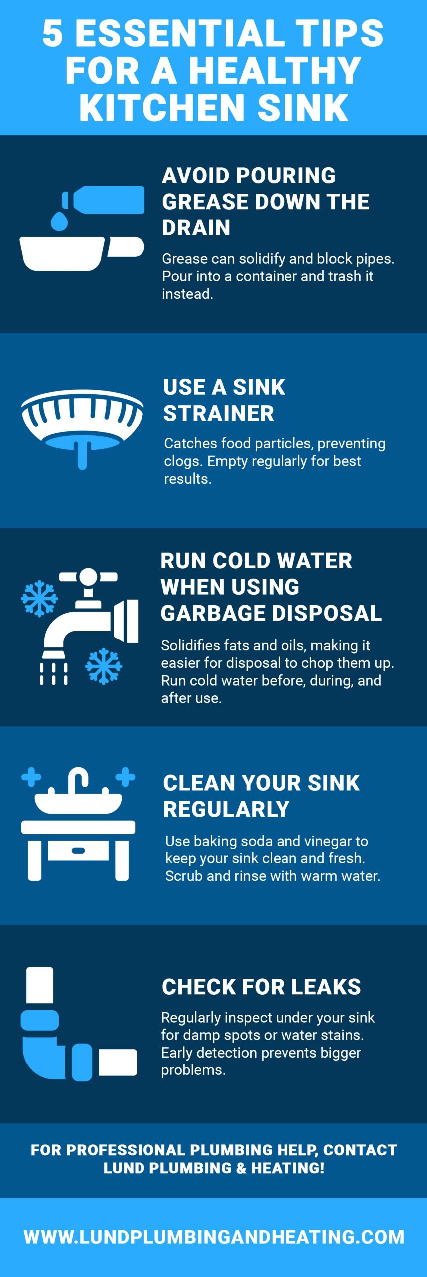 an infographic outlining 5 Essential Tips for a Healthy Kitchen Sink [INFOGRAPHIC]