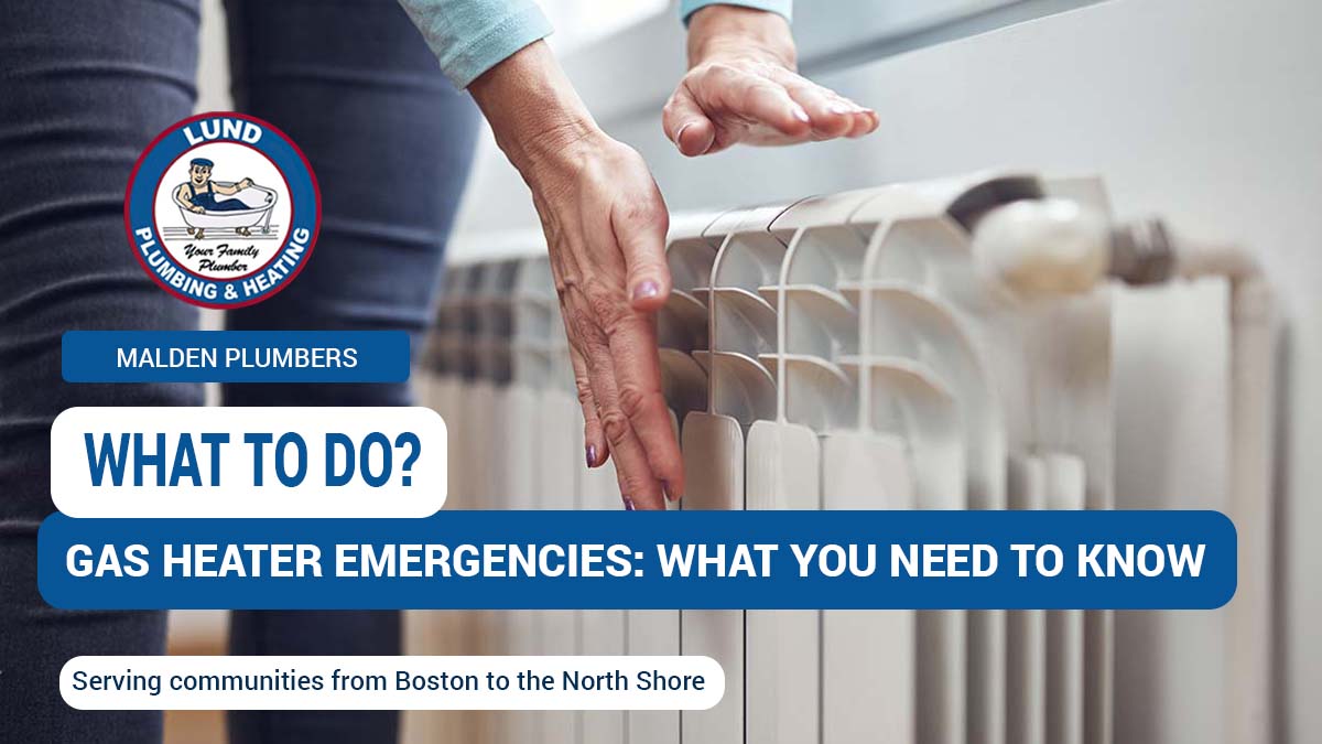 Hands near a gas heater radiator, highlighting the urgency of dealing with gas heater emergencies in Malden.