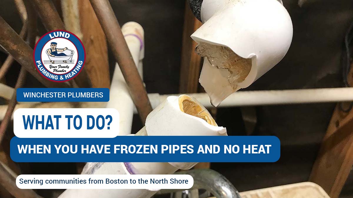 A broken frozen pipe in a home, illustrating the challenge of dealing with no heat in Winchester due to frozen pipes.