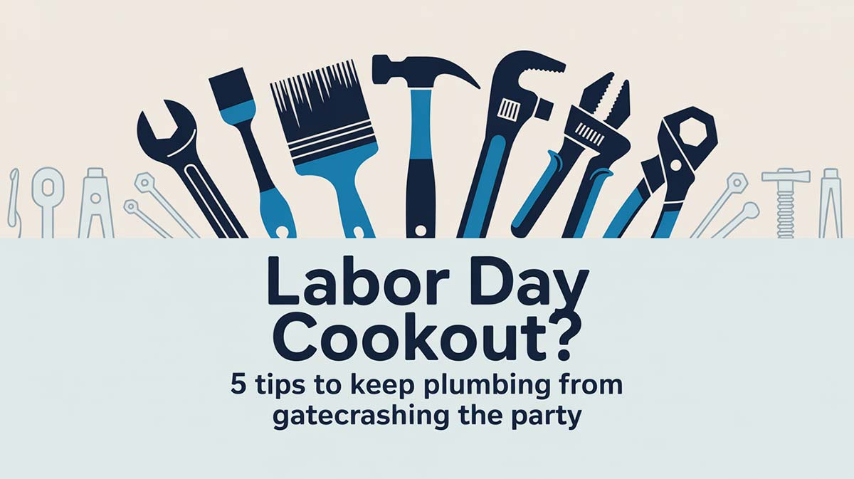 Graphic featuring illustrated tools and a labor day message